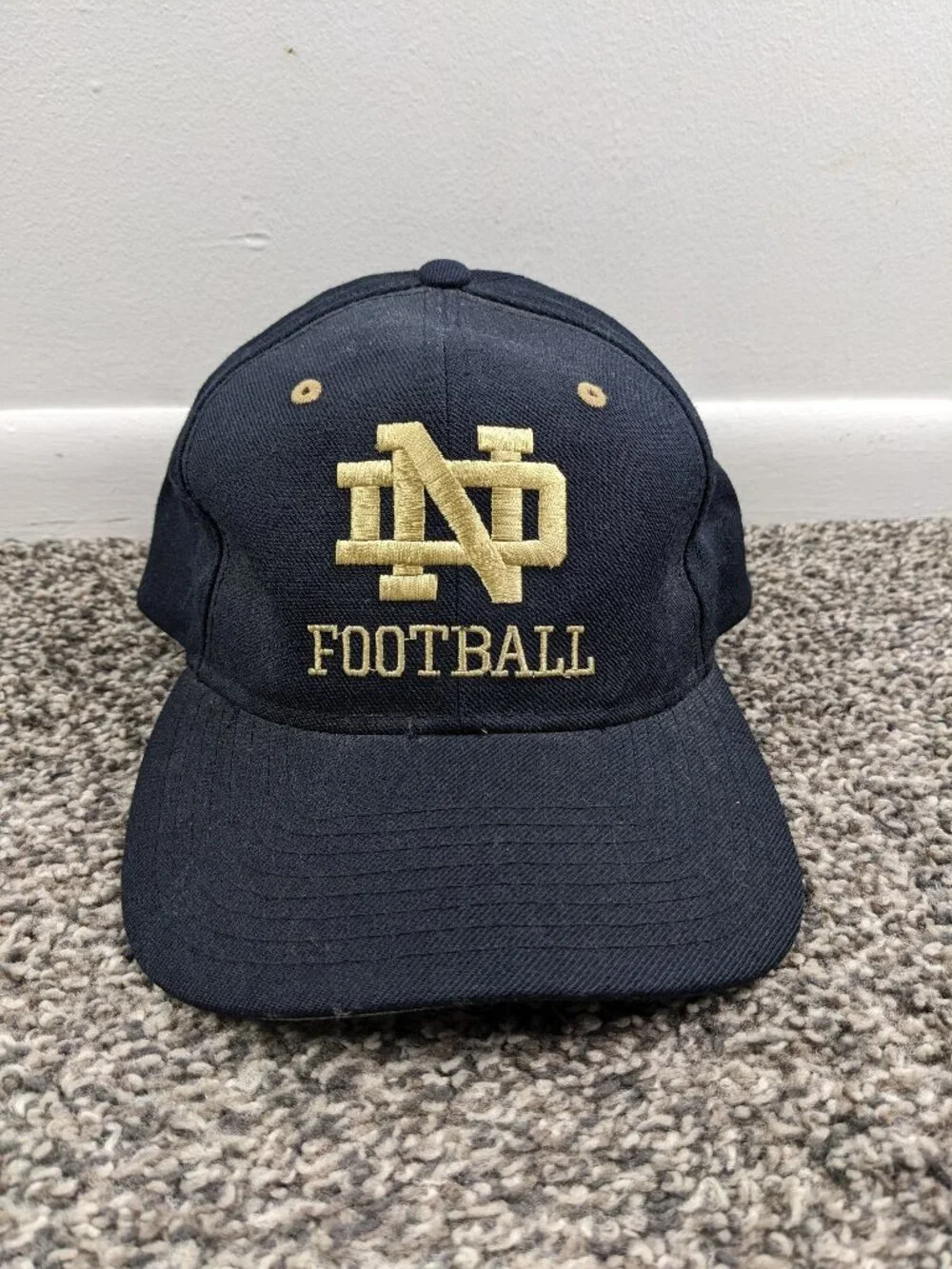 Vintage 90s Notre Dame Fighting Irish Football Hat Cap Champion Wool Snapback OS